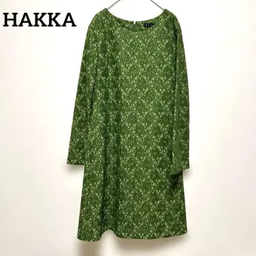 HAKKA 원피스 긴팔 전체 레이스 일본제 엘레강트 그린 M