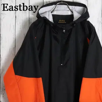 Eastbay 이스트베이 바이컬러 하프 지퍼 나일론 후드티 메쉬