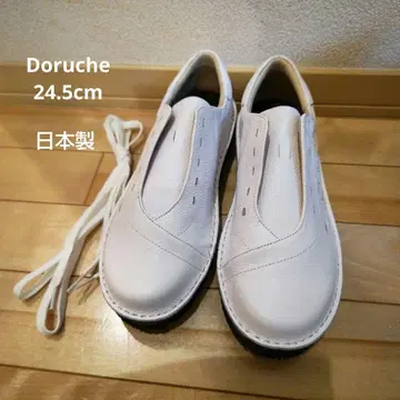 Doruche 화이트 가죽 신발 스트링 슈즈 펀칭
