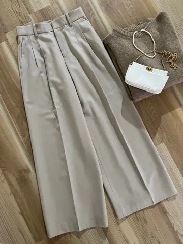EVERYDAY I LIKE 베이지 울 와이드 팬츠