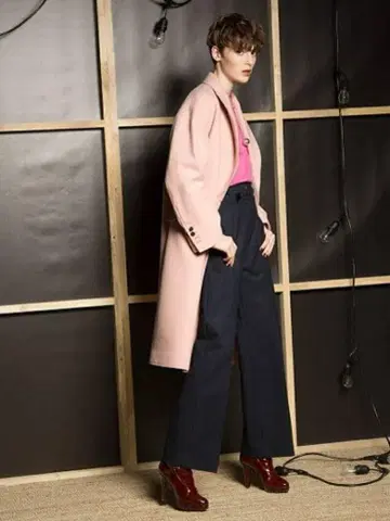 케이 시라하타 울 비버 노카라 롱 코트 체스터 코트