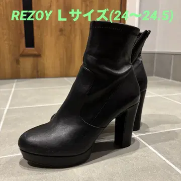 rezoy 지퍼 달린 블랙 부티 하이힐