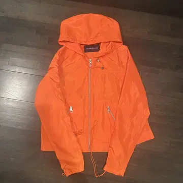 CALVIN KLEIN JEANS 후드 부착 나일론 자켓 오렌지