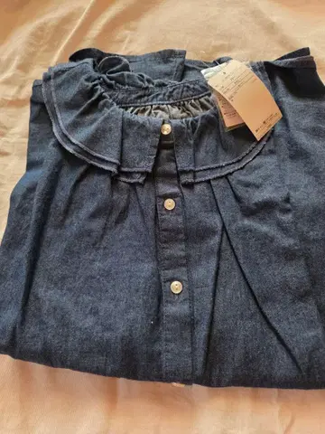 사만사 모스모스 네이비 프릴 블라우스 S