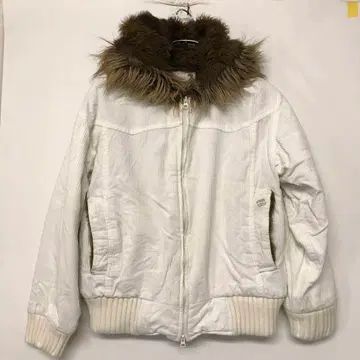 Billabong 구제 의류 인조 모피 트리밍 후드 부착 코듀로이 자켓