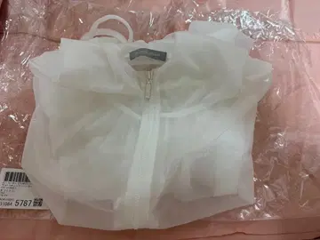 질 바이 질 스튜어트 사이드 리본 시어 후드티 화이트