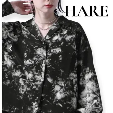 HARE 가라카이킨 숏 셔츠 블랙 블라우스