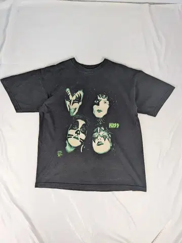 KISS 90s 구제 의류 Vintage 밴딩 T셔츠 블랙