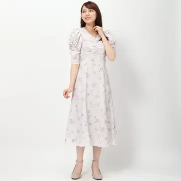 MISCH MASCH 라인 플라워 원피스 핑크