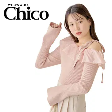 [ Chico ] 프릴 디자인 원숄 리브 니트