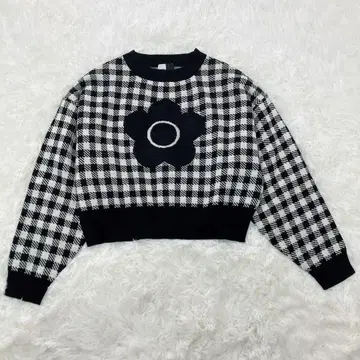 인기 MARY QUANT x PUBLUX 콜라보 데이지 체크 자카드 니트
