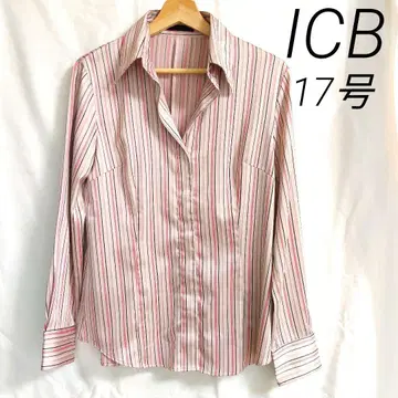 [ ICB ] 17호 스트라이프 패턴 긴팔 버튼업 셔츠 핑크 빅 사이즈
