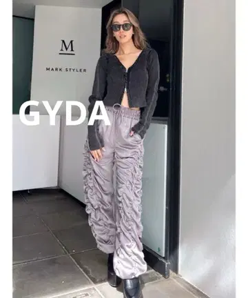 GYDA 새틴 개더 와이드 팬츠 FREE 퍼플