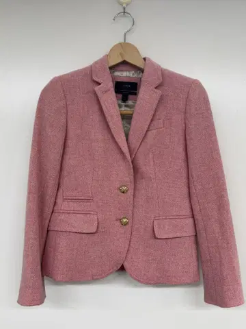 Jcrew 핑크 트위드 셋업 자켓 팬츠 S 골드 버튼