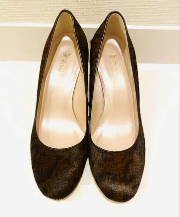 브라운 퍼 하이힐 24cm 일본제
