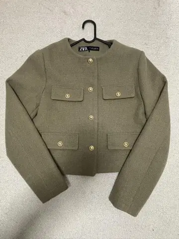 ZARA 노카라 자켓 M 올리브 그린