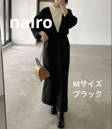 나이로 개더 V넥 원피스 M 사이즈 블랙
