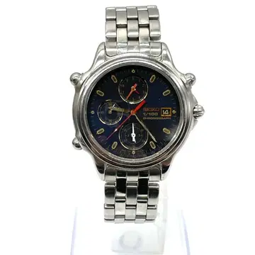 부동 SEIKO 7T52-7A10 1/100 남성용 블랙 SS QZ