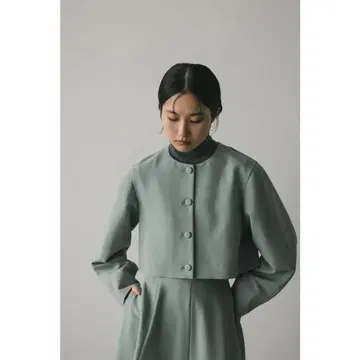 노카라 자켓 스커트 세트