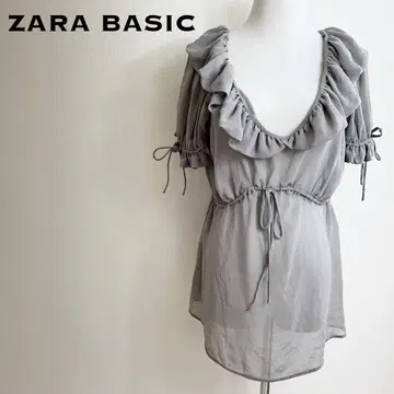 ZARA BASIC 자라 베이직 프릴 슬리브 쉬폰 블라우스 튜닉
