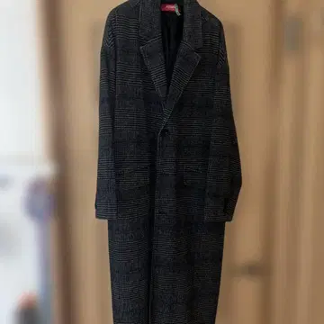 체크 무늬 롱 체스터 코트