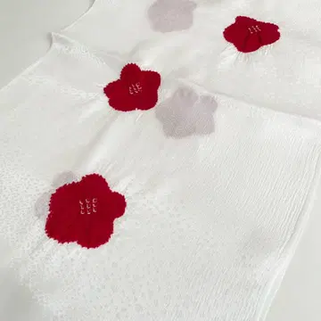 에리슈 순수 실크 오비 장식 천 린다시 지몬 시보리 화이트 레드 일본제