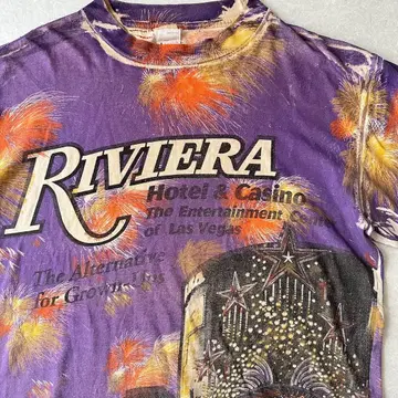 빈티지풍 프린트 반팔 T셔츠 올 패턴 L 구제 의류 남성용