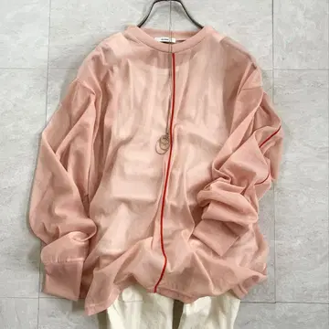 CLANE COLOR LINE SHEER LONG SLEEVE TOPS