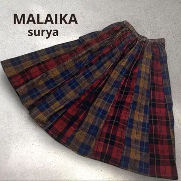 MALAIKA surya 코듀로이 체크 스커트 타탄 체크