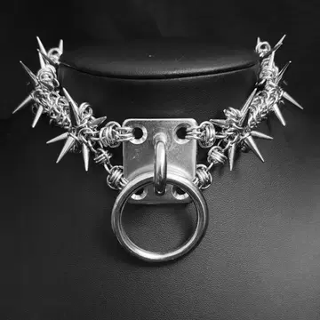chainmail spike O-ring necklace punk'