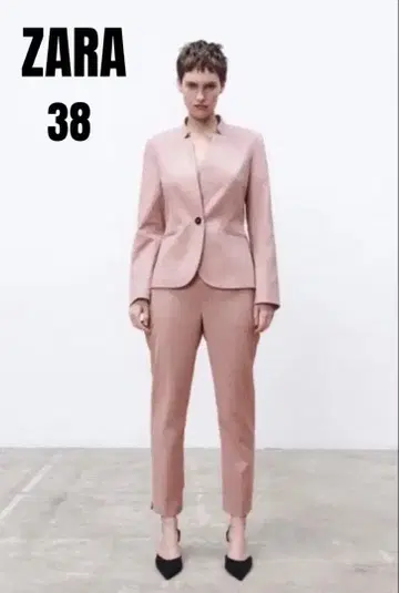 ZARA 팬츠 수트 38 테일러드 자켓 핑크 셋업 자라