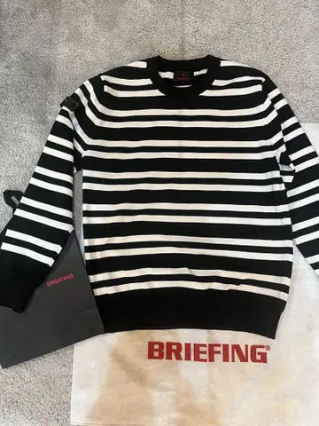 BRIEFING 스트라이프 크루넥 스웨터