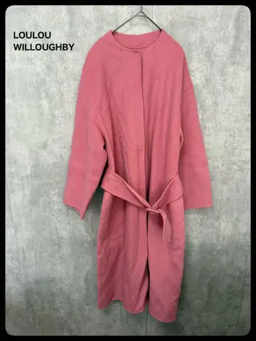 # LOULOU WILLOUGHBY 버클 벨트 부착 리버 코트 핑크
