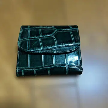 다크 그린 크로커다일풍 접이식 지갑