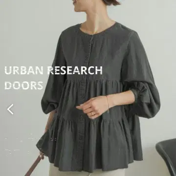 [ 새상품급 ] DOORS 데님 티어드 블라우스 노카라 블랙 M 24AW
