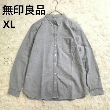 [ 새상품급 ] 무인양품 세탁한 옥스 버튼 다운 셔츠 파랑 긴팔 XL