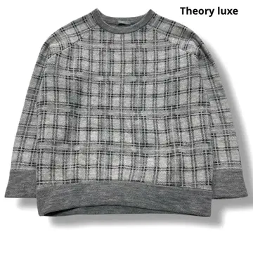 Theory luxe 니트 스웨터 그레이 체크 38