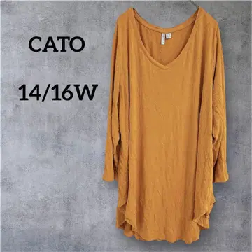 당일 발송 CATO 14/16W 머스타드 오렌지 롱 긴팔 티셔츠
