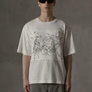 GRANCY Tee / 스크리블 그래픽 피그먼트 티셔츠