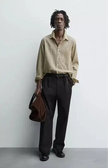 택 포함 미사용 새상품 ZARA 스트라이프 버튼 다운 셔츠 XL
