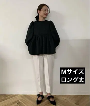 OHGA 마쉬멜로우 팬츠 밀크 M 사이즈 보통 기장 스트레치 깔끔해 보임