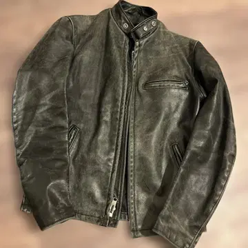 Schott 블랙 가죽 라이더 자켓