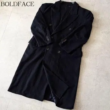 캐시미어 100% 볼드 페이스 더블 롱 체스터 코트 M 블랙