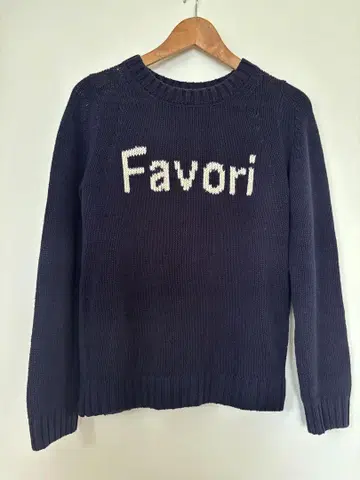 DRESSTERIOR 드레스테리아 네이비 로고 니트 긴팔 FAVORI