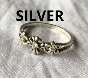 빈티지 백합 문장 실버 반지 SILVER 지르코니아 크로스