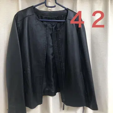 컨디션 최상 빅 사이즈 천연 가죽 (양) 노카라 자켓
