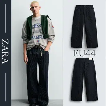 CHAMPION X ZARA 스트라이프 배기 핏 청바지 44