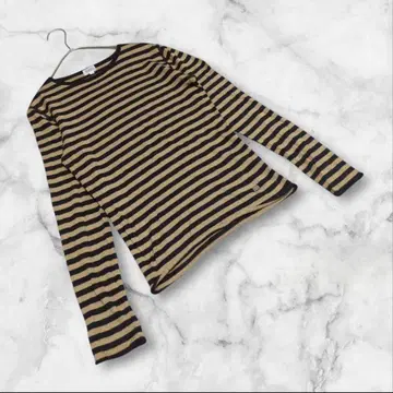 캐시미어 [ 폭시 ] (38) 얇은 소재 니트 상의 보더 무늬 실크