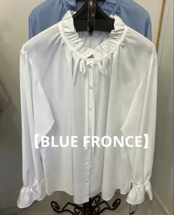 프릴 리본 블라우스 [ BLUE FRONCE ]