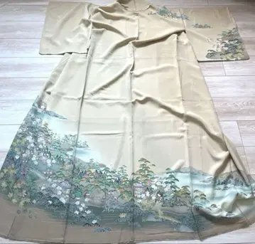 베이지 산과 꽃 무늬 호몬기 시치고산 미사용